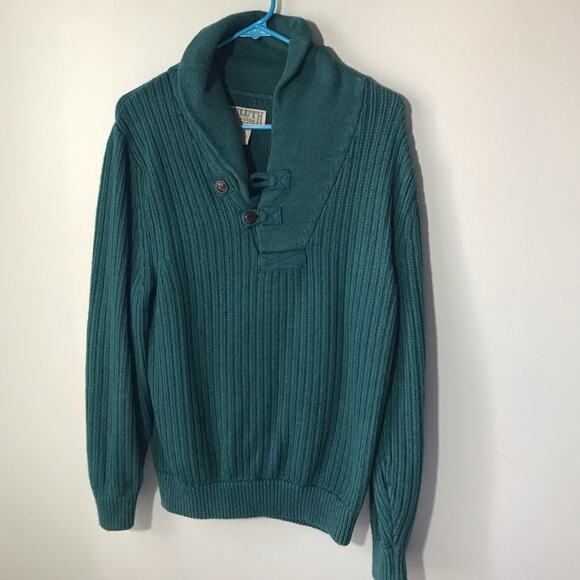 Duluth Trading Co. cotton wool high neck buttons green pullover knit sweater S - Picture 1 of 8